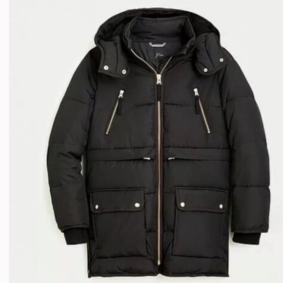 J Crew winter parka eco-friendly PrimaLoft Black XS womens - Picture 1 of 9